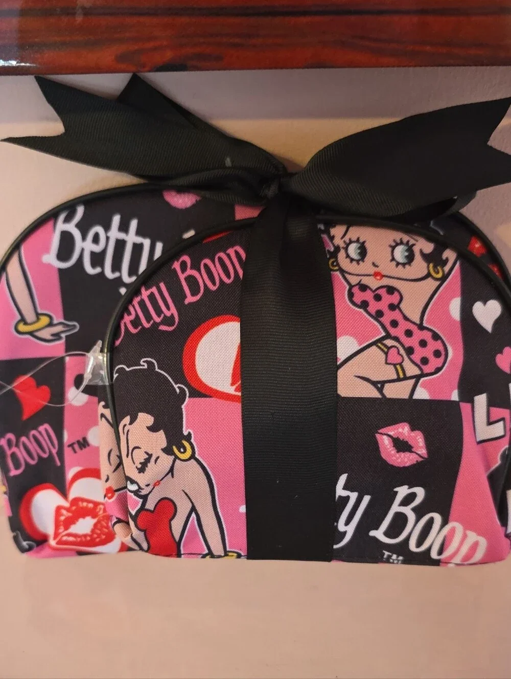 Betty Boop Pink & Black Graphic Cosmetic Pouch